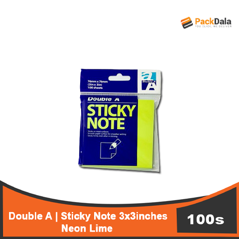 Picture of Double A Sticky Note Neon Lime 3x3inches nrp