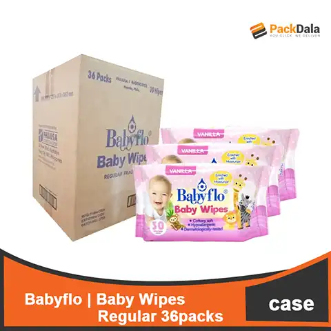 Picture of Babyflo Baby Wipes Blue Reg 36x30s CASE