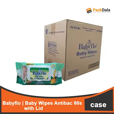 Picture of Babyflo Baby Wipes Antibac with Lid 18x80s  CASE