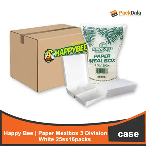 Picture of Happybee Paper Meal Box 3div White 25sx16pack per cs nrp CASE