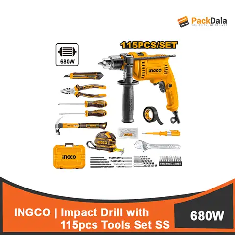 Picture of Ingco Impact Drill with 115pcs Tool Set 680W ss  HKTHP11151