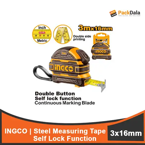 Picture of Ingco Steel Measuring Tape 3mx16mm self lock function  HSMT08316