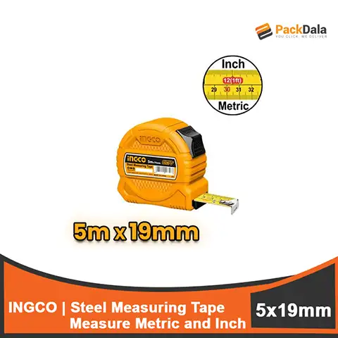 Picture of INGCO Steel Measuring Tape 5mx19mm w Metric and Inch SS HSMT39519